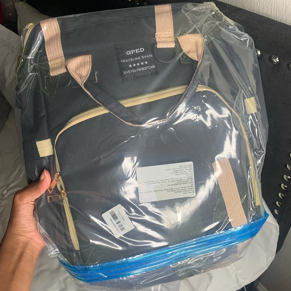 GPED Black Diaper Bag Backpackw/ USB Port & Changing Pad - Brand New